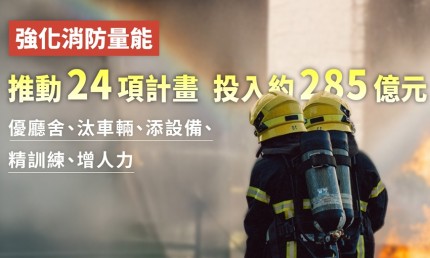 內政部投入285億元補助消防裝備設施，強化消防量能
