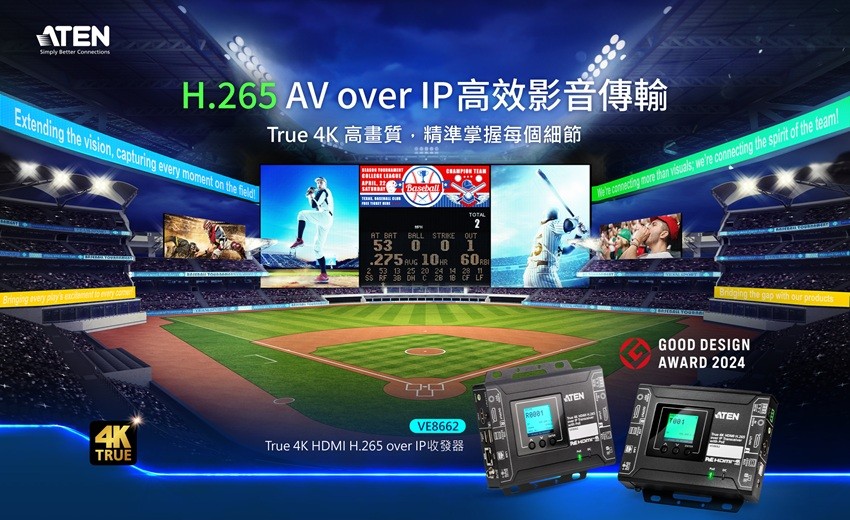 宏正自動科技全新VE8662 True 4K HDMI H.265 over IP收發器，榮獲Good Design大獎