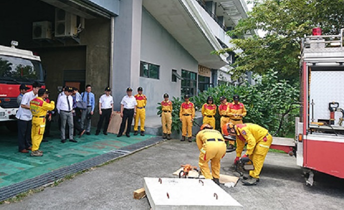 新南向國家使節、經濟部國際貿易局、行政院經貿談判辦公室參訪內政部消防署訓練中心