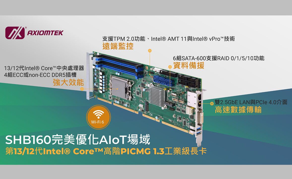 艾訊第13/12代Intel Core™高階PICMG 1.3工業級長卡SHB160，完美優化AIoT場域